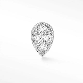 Diamond flat back earring pear 14k white - 14k gold