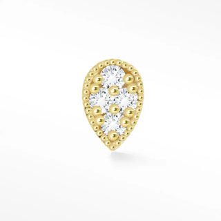 Diamond flat back earring pear 14k yellow - 14k gold