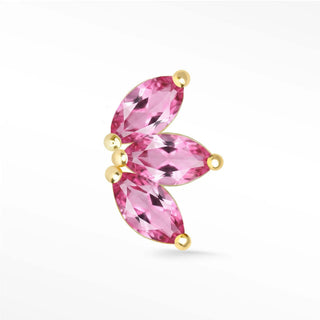 Flat Back Earrings Pink Sapphire 14K Yellow Baby Lotus