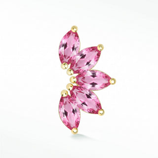 Flat Back Earrings Pink Sapphire 14K Yellow Lotus