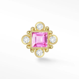 Flat back earrings pink sapphire 14k yellow princess | the wynning studs