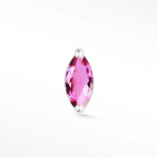 Marquise flat back earrings, in 14k white gold, pink sapphire, stone size 4x2mm 