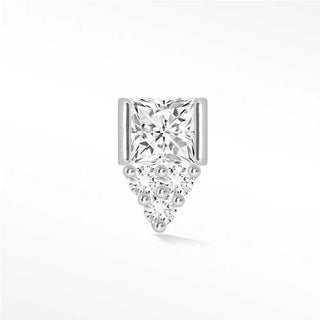 Moissanite flat back earring 14k white - 14k gold