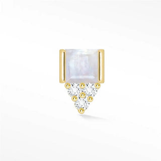 Natural moonstone flat back earring 14k yellow - 14k gold