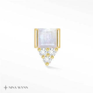 Natural moonstone flat back earring 14k yellow - 14k gold