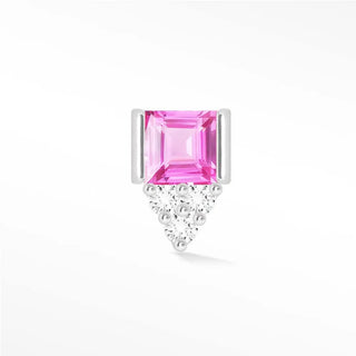 Natural pink sapphire flat back earring 14k white - 14k gold / moissanite