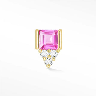Natural pink sapphire flat back earring 14k yellow - 14k gold