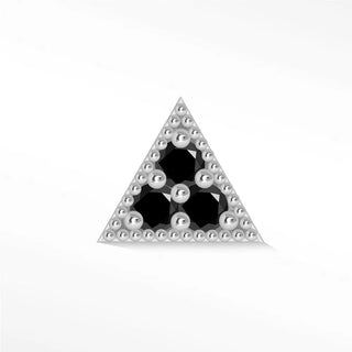 Black diamond flat back earring small pyramid 14k white - 14k gold