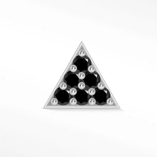 Black diamond flat back earring medium pyramid 14k white - 14k gold