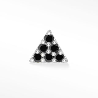 Flat Back Earrings Pyramid Black Diamond 14K White