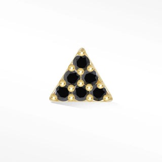 Flat back earring black diamond small pyramid 14k yellow - 14k gold