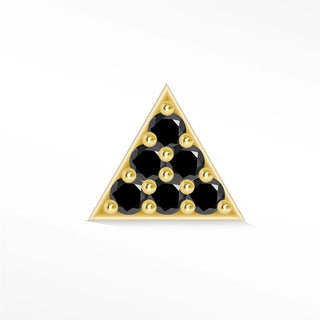 Flat back earring black diamond medium pyramid 14k yellow - 14k gold
