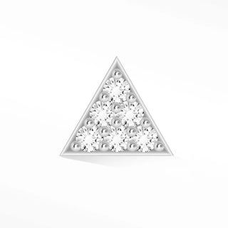 Diamond flat back earring medium pyramid 14k white - 14k gold
