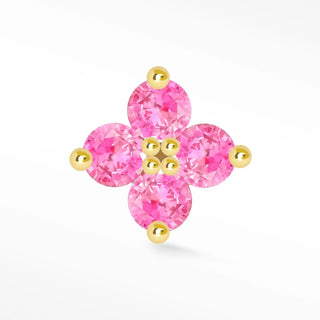 Flat back earrings ruby 14k gold clover | the wynning studs - yellow
