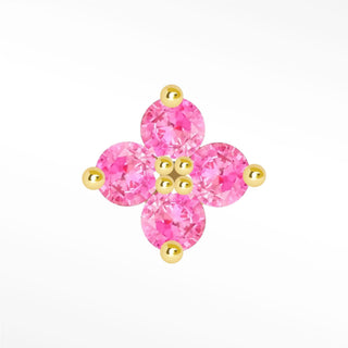 Flat Back Earrings Ruby 14K Gold Clover