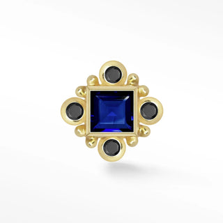 Flat back earrings sapphire - hypoallergenic 14k gold | the wynning studs - yellow / blue