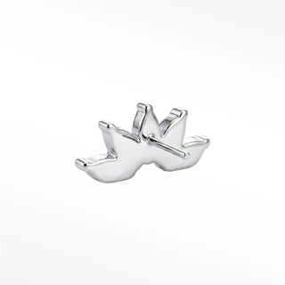 Flat back earrings lotus diamond 14k white