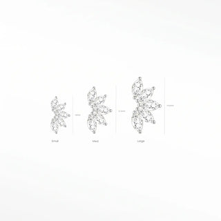 Flat back earrings lotus diamond 14k white