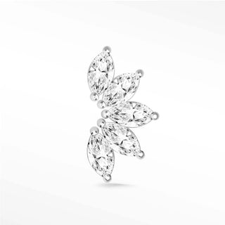 Flat back earrings lotus diamond 14k white