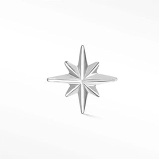 Flat back earring shining star 14k white - 14k gold / single