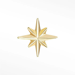 Flat back earring diamond shining star 14k yellow gold your guiding light illuminate style