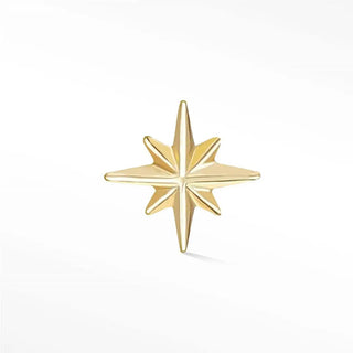 Flat back earring shining star 14k yellow - 14k gold / single
