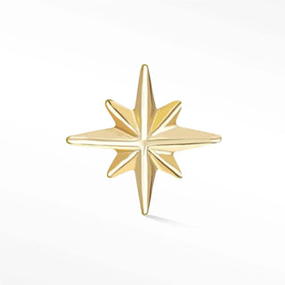 Flat back earring shining star 14k yellow gold - 14k / single
