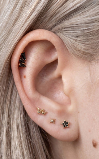Flat Back Earrings Shining Star 14K Yellow