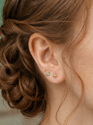 Flat Back Earrings Shining Star 14K Yellow