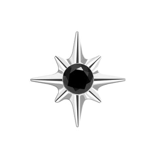Flat Back Earrings Shining Star Black Diamond 14K White