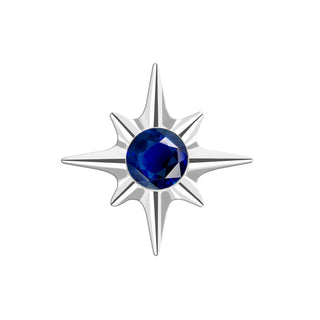 Flat Back Earrings Shining Star Blue Sapphire 14K White