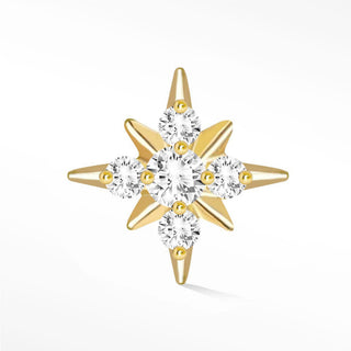 Flat Back Earrings Shining Star Diamond 14K Yellow