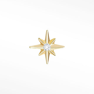 Flat Back Earrings Shining Star Diamond 14K Yellow