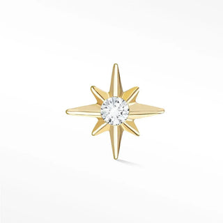 Flat back earring diamond shining star 14k yellow - 14k gold