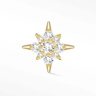 Flat back earring diamond shining star 14k yellow gold - 14k