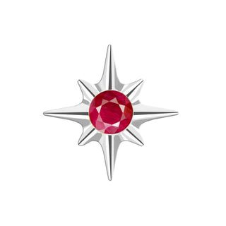 Flat Back Earrings Shining Star Ruby 14K White