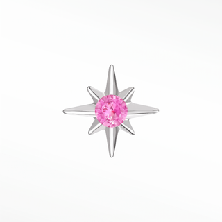 Flat Back Earrings Shining Star Ruby 14K White