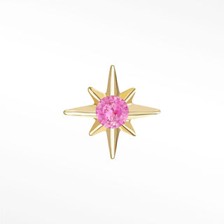 Flat Back Earrings Shining Star Ruby 14K Yellow