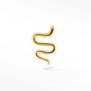 Flat back earring small snake 14k yellow - 14k gold / single