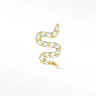 Flat back earring diamond small snake 14k yellow - 14k gold