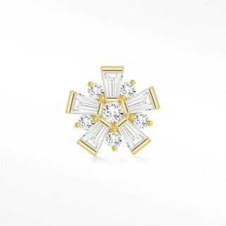 Moissanite flat back earring snow flower 14k yellow - 14k gold