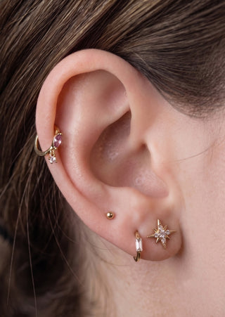 Flat Back Earrings Sphere 14K Yellow