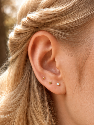 Flat Back Earrings Sphere 14K Yellow