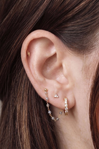 Flat Back Earrings Sphere 14K Yellow