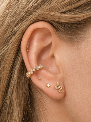 Flat Back Earrings Star 14K Yellow