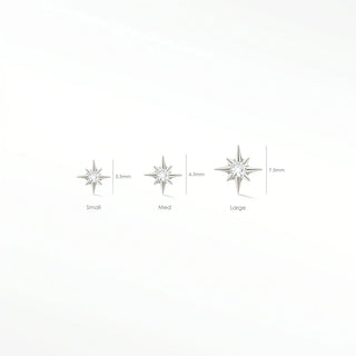 Flat back earrings shining star diamond 14k white