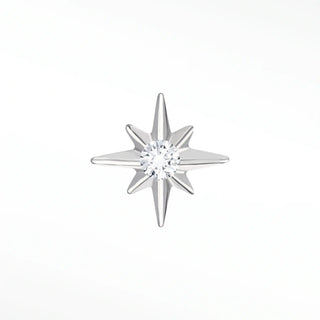Flat back earrings shining star diamond 14k white