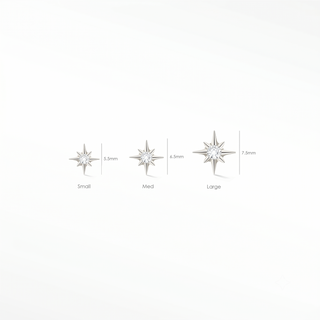 Flat back earrings shining star diamond 14k white