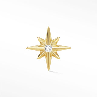 Front view of 14K gold diamond star flat back stud earrings 