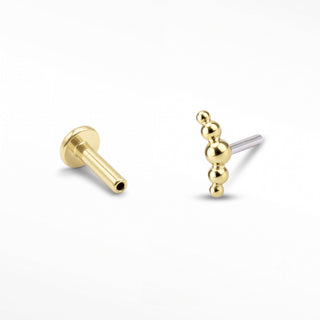 Flat Back Earrings Threadless 14k Gold Croissant | Wynning Stud